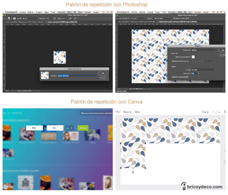 crear un patrón de repetición con Photoshop o Canva