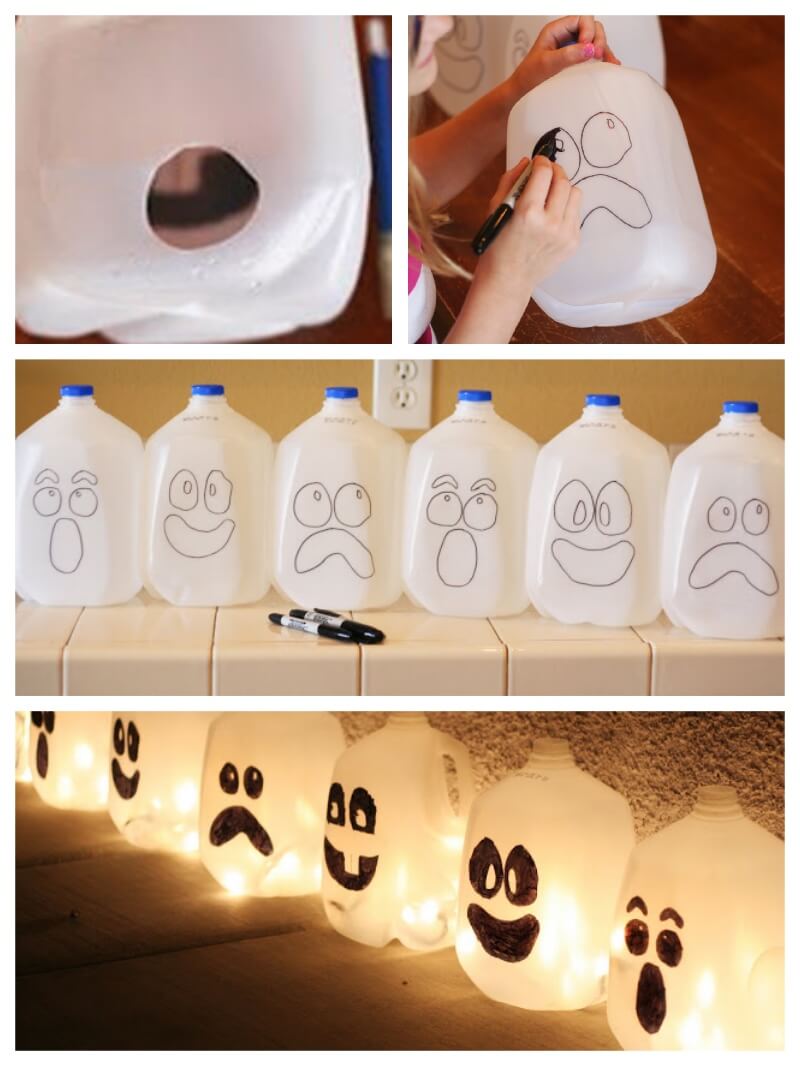 decoración de Halloween con material reciclado
