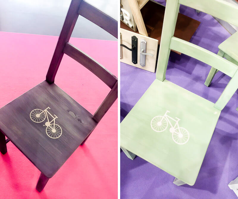sillas decoradas con plantillas de vinilo adhesivo