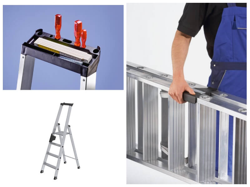 escaleras de tijera para la instalación de un fotomural