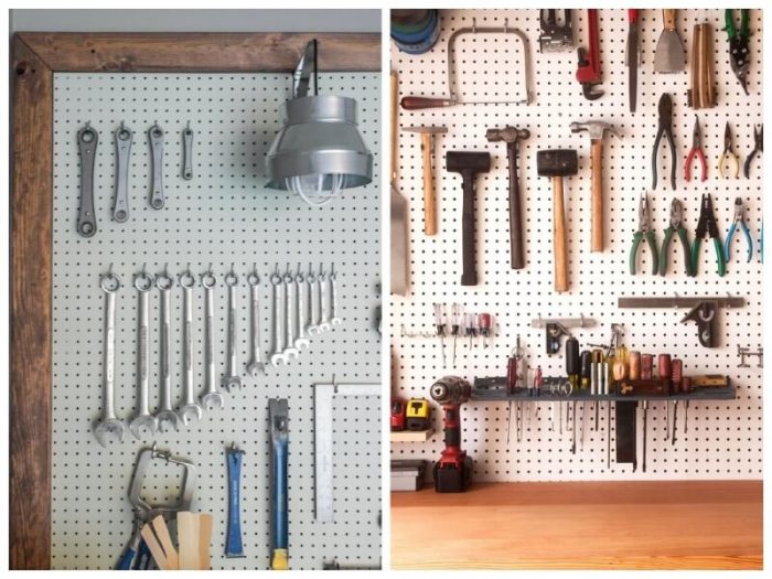 pegboard para organizar el taller