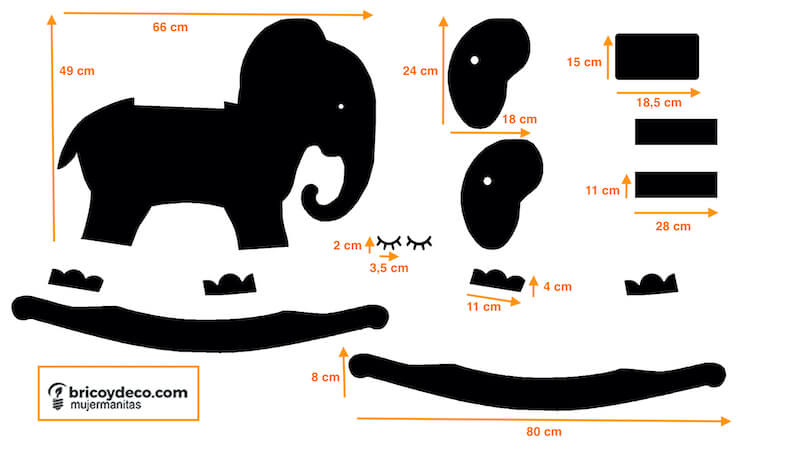 plantilla para hacer un balancín con forma de elefante