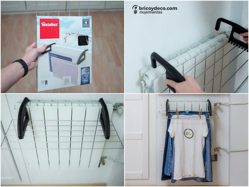 mueble organizador con tendedero para radiador