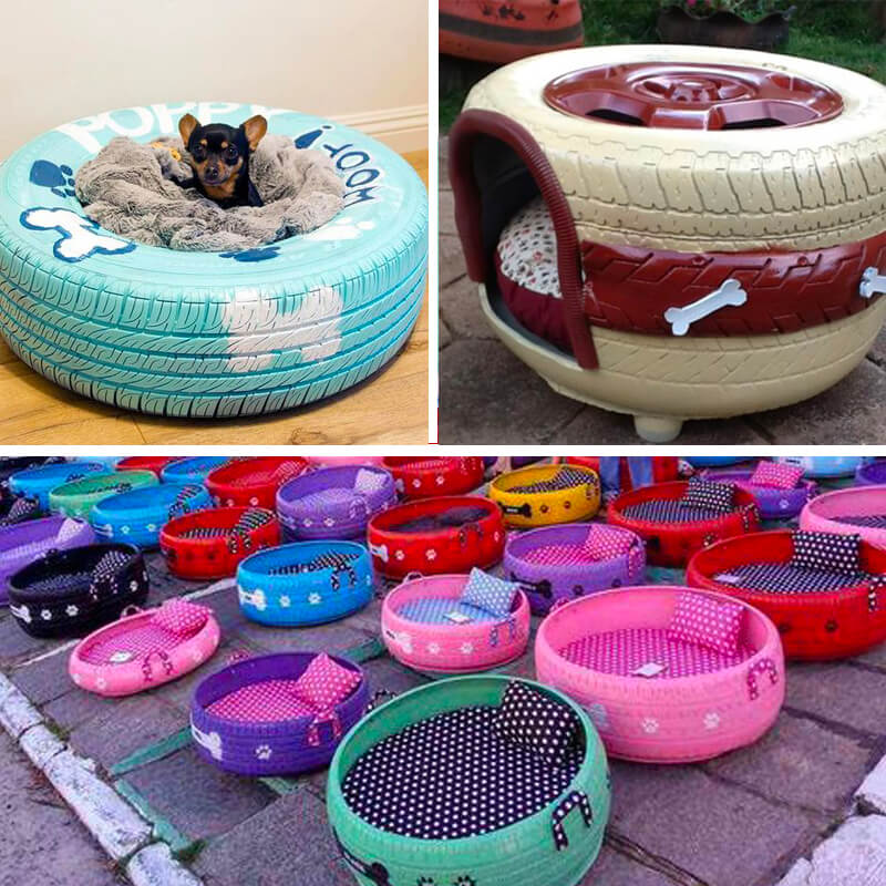 reciclar neumáticos como cama para mascotas