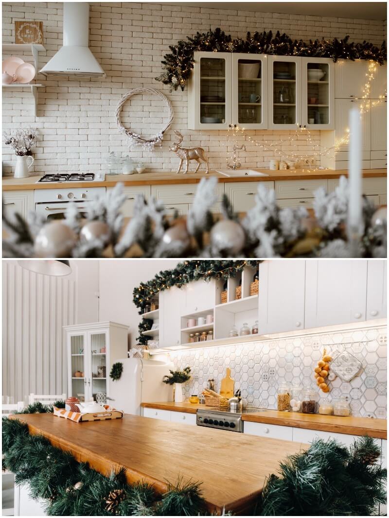 guirnaldas de Navidad para decorar la cocina