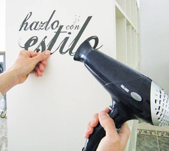 aplicar aire caliente al vinilo