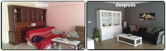 antes y después de renovar el salón
