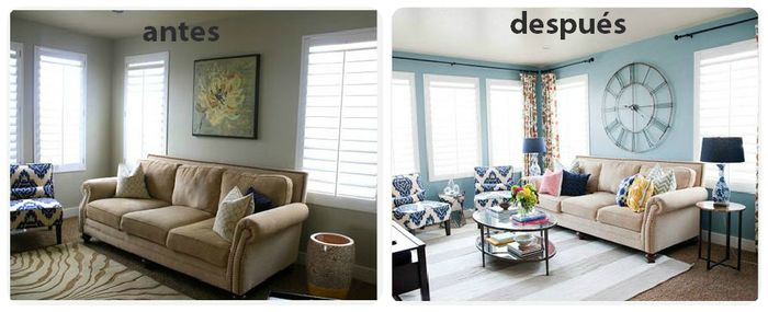 antes y después de renovar el salón