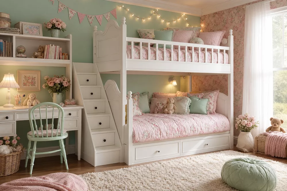 combinación de colores verde menta y rosa en decoración