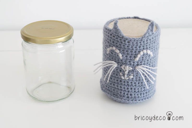 funda de crochet para tarros de vidrio