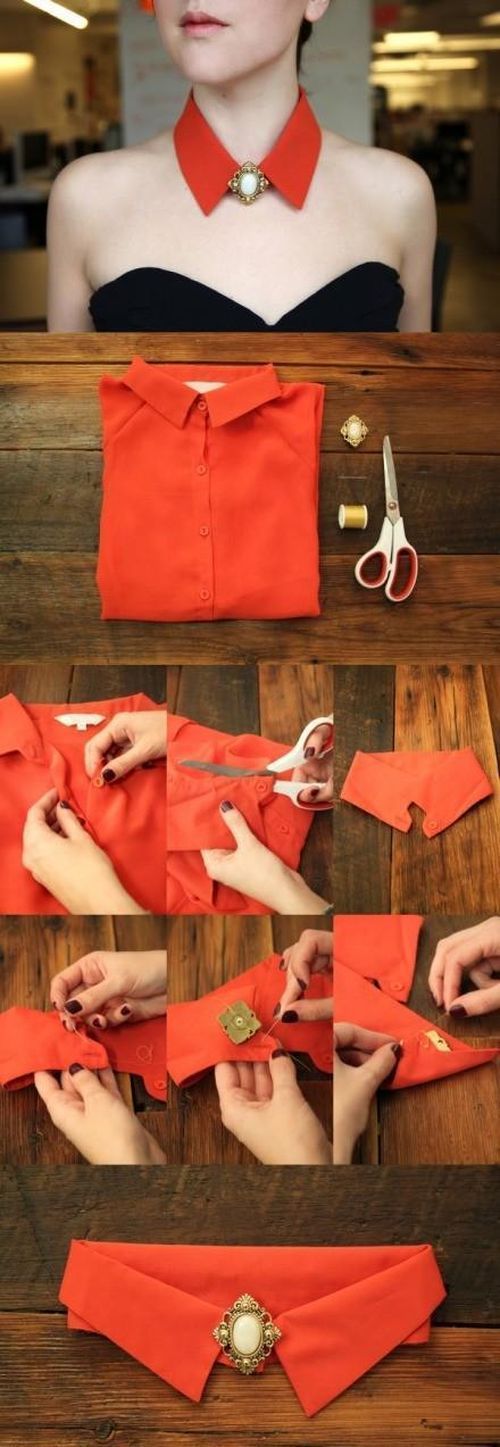reciclar una camisa en un collar