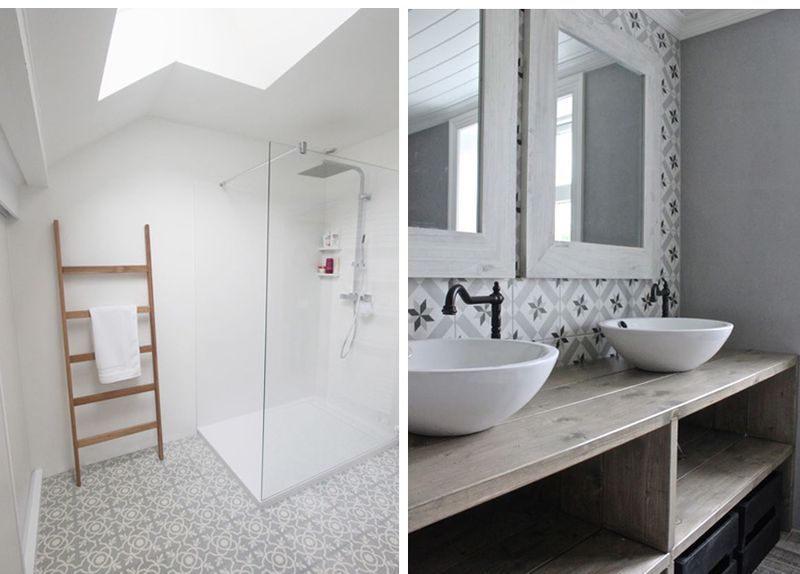 ideas para decorar con baldosas hidráulicas el baño