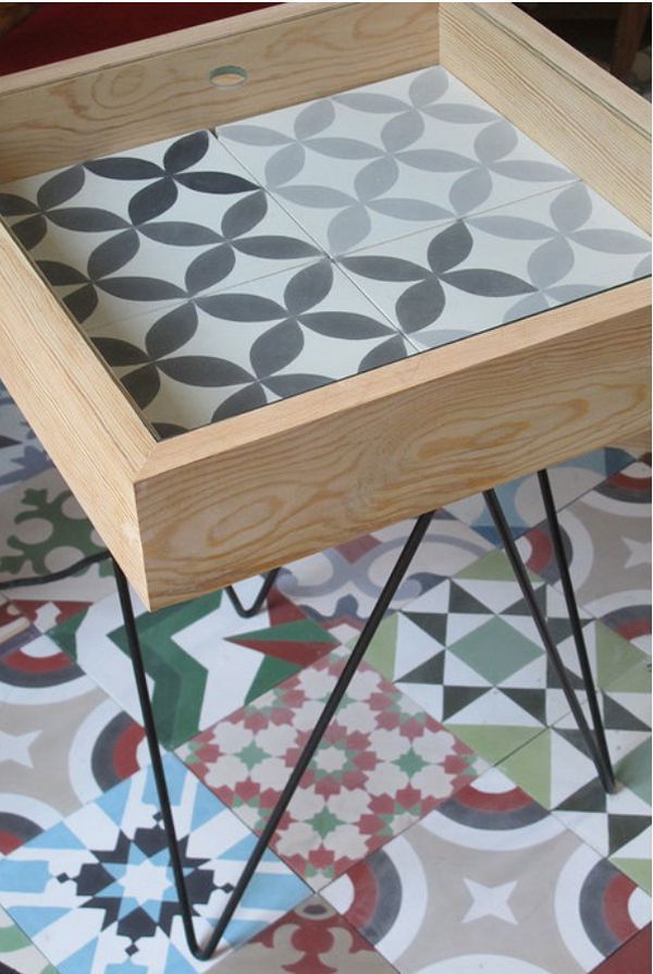 ideas para decorar muebles con baldosas hidráulicas