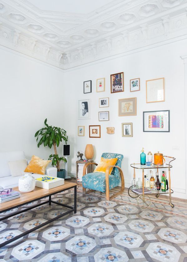 decorar con baldosas hidráulicas el salón