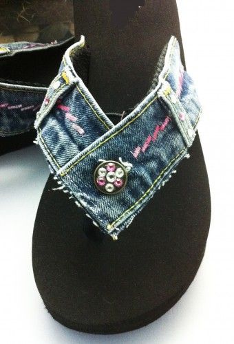 personalizar las chanclas con tela vaquera