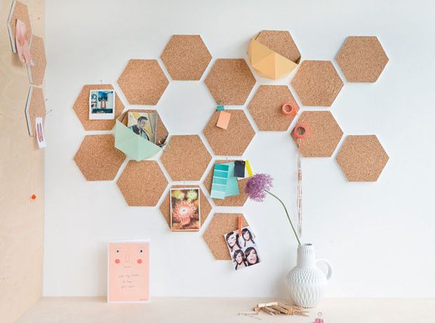 piezas de corcho hexagonales