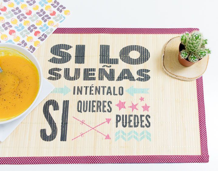 mantel individual personalizado con rotulador chalk paint