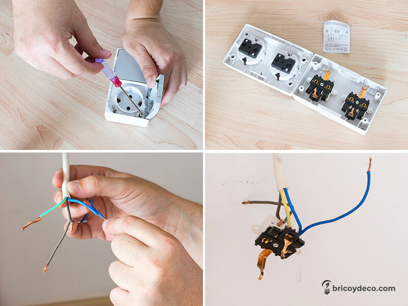 conectar los cables a la base para instalar un enchufe sin obras