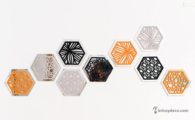 decorar con hexágonos forrados con vinilo espejo