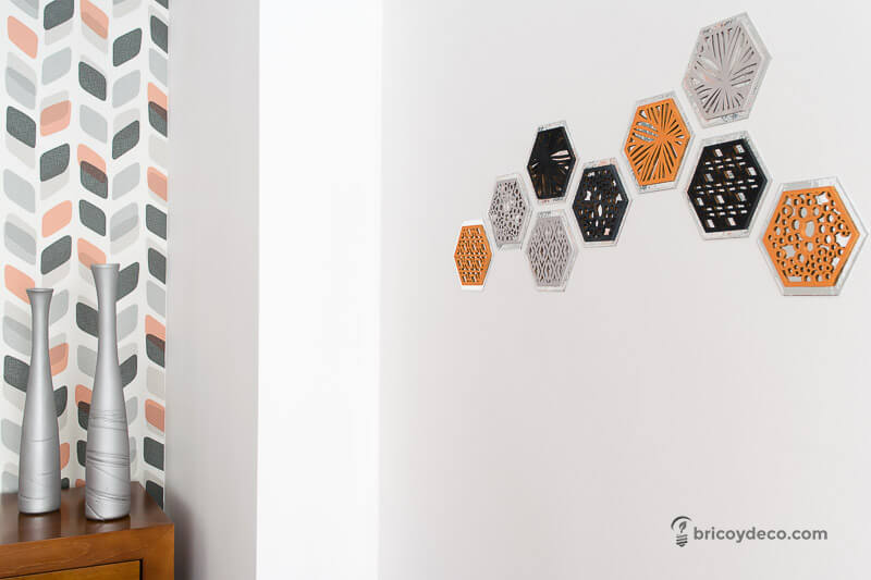 decorar con hexágonos forrados de vinilo espejo