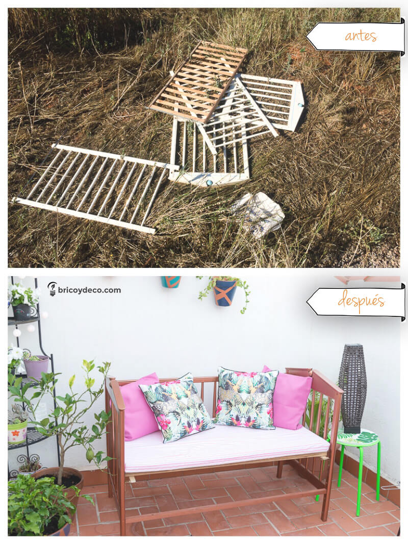 upcycling: de cuna a sofá para terraza