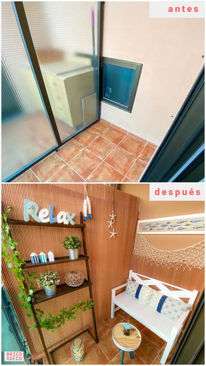 antes y después de decorar un balcón pequeño