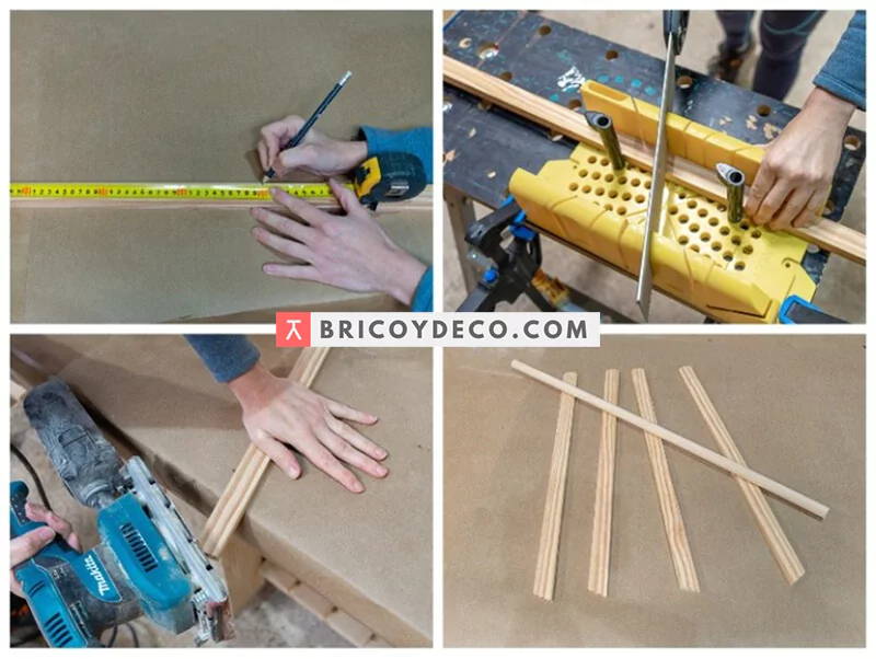 cortar las piezas para hacer el gimnasio de madera