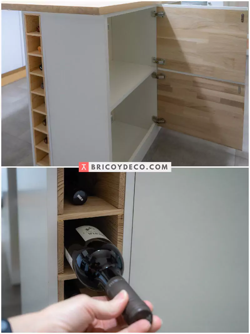 isla de cocina DIY con botellero integrado