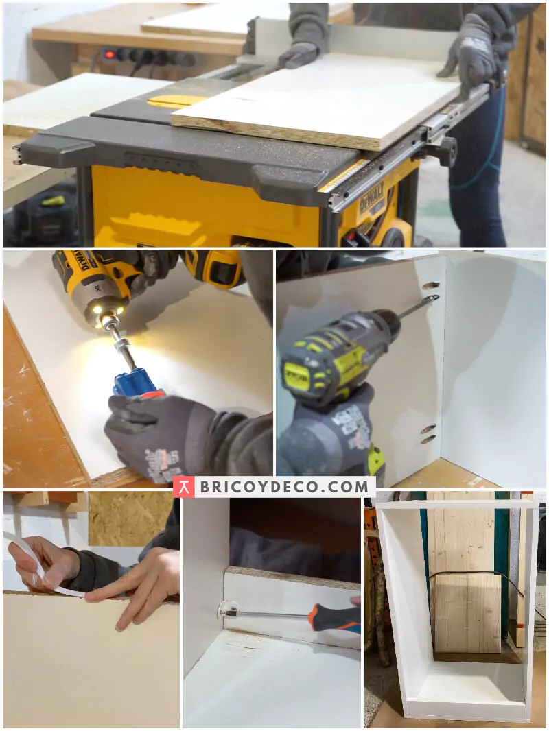 cortar las piezas para hacer una isla de cocina