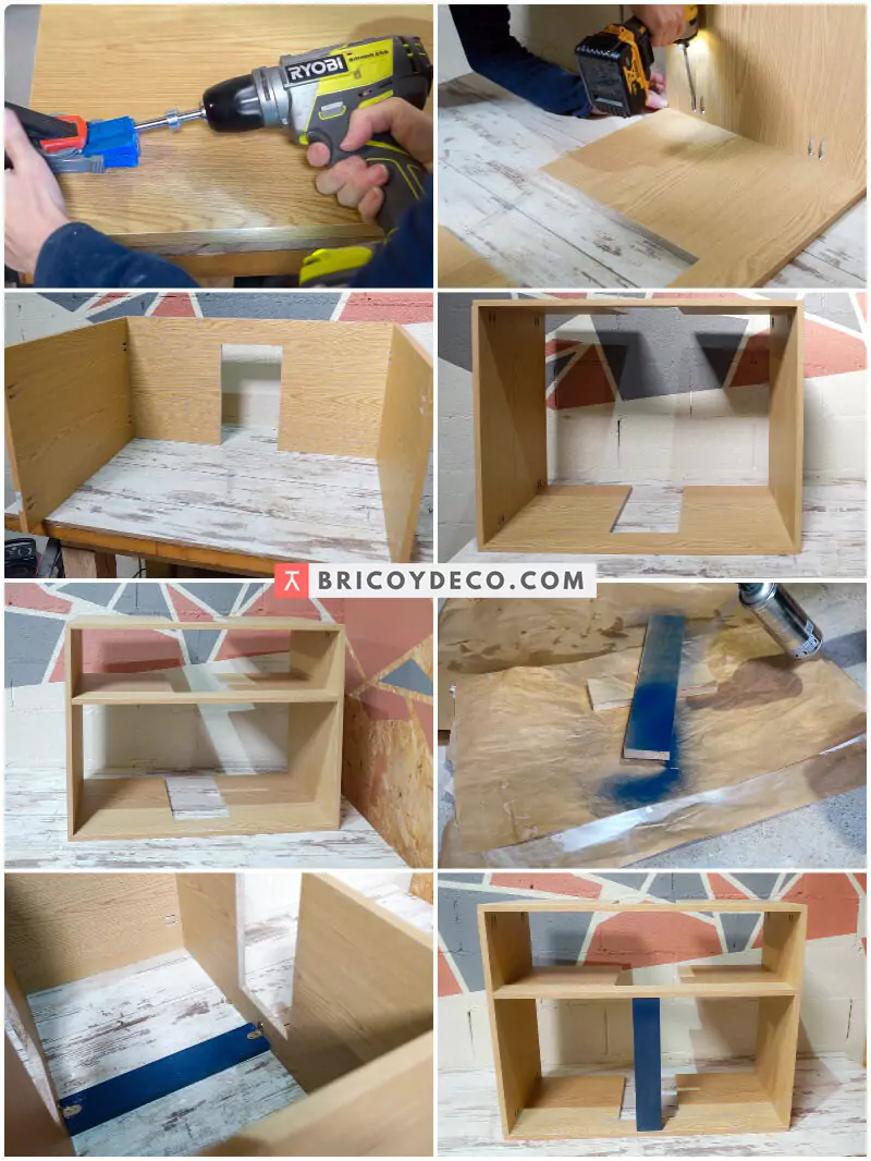 montar las piezas del mueble lavabo DIY