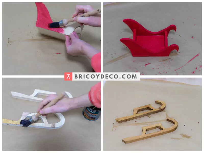 pintar y barnizar la madera del trineo DIY