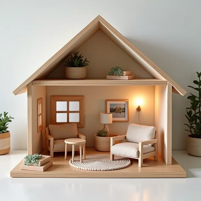 casita en miniatura de madera
