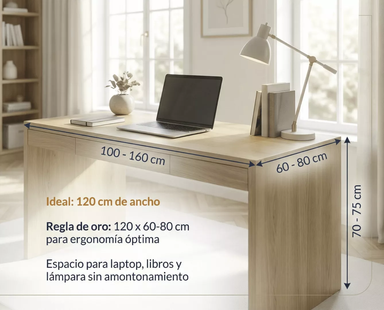 medidas ideales del mejor escritorio para estudiar