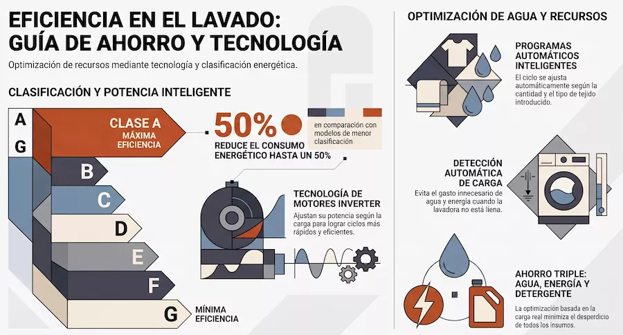 infografía sobre la eficiencia energética de las lavadoras